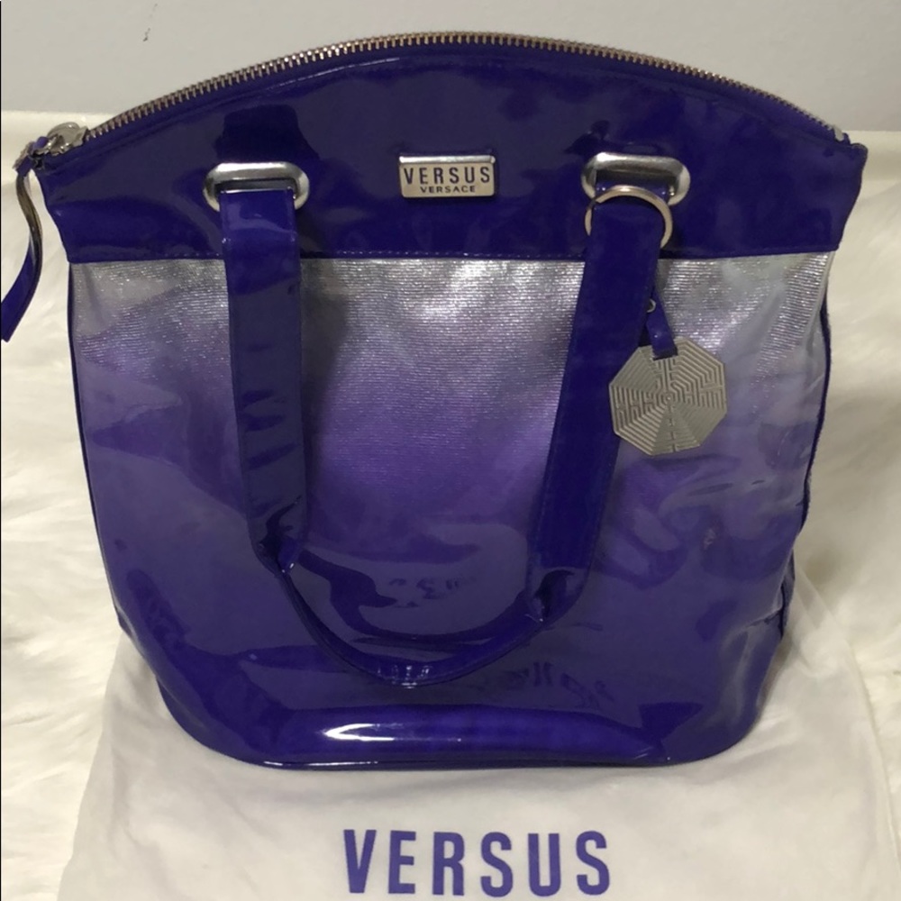 VERSACE Versus Silver Purple Shoulder Bag TOTE